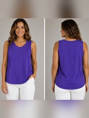 Maggie Sweet Purple Tank Top W/Embroidered Front Neckline Size 1X